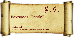 Hovanecz Izsó névjegykártya